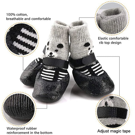 4pcs/lot Winter Warm Dog Socks Anti-Slip Rain Snow Boots Waterproof Puppy Chihuahua Dogs Shoes Booties for Small Large Dogs