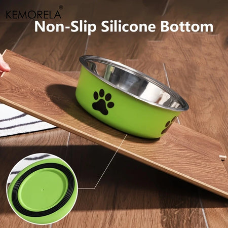 Non-Slip Dog Bowl For Large Medium And Small Cats And Dogs Drinking Water Feeding Pet Bowl Stainless Steel Pet Food Bowl