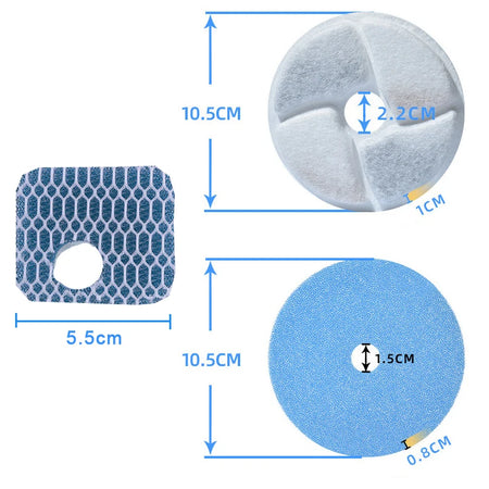 Filtres à charbon actif et résine d'échange d'ions pour fontaine à eau - 2L