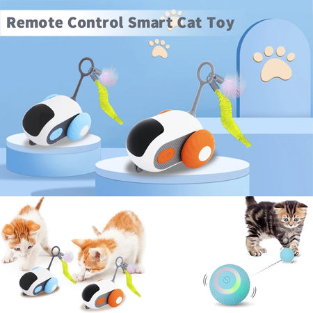 Cat Smart Interactive Car Toy Pet Gravity Automatic Moving Remote Mouse Indoor Kitty Ball Toys Controlled Car for Dogs Playing