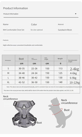 Harnais réglable et réfléchissant pour chat